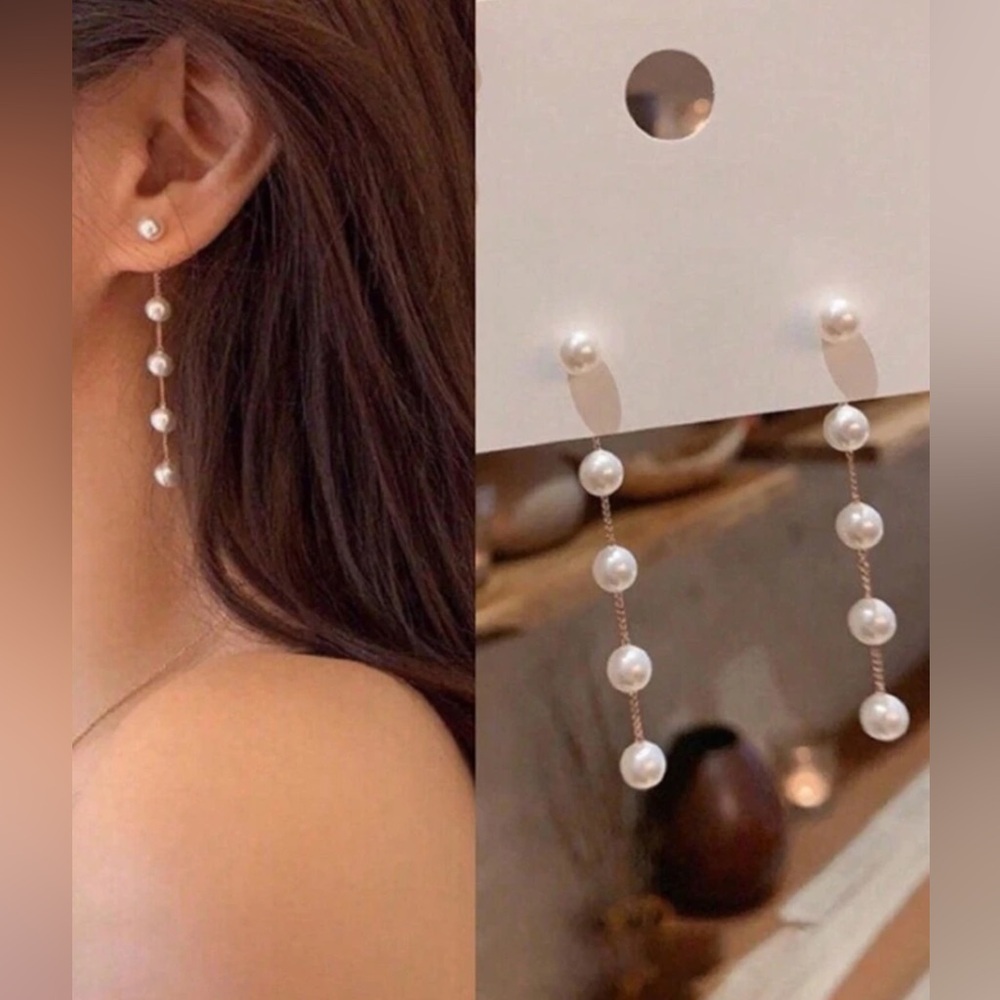 Elegant classic dangle earrings with small pearls understated